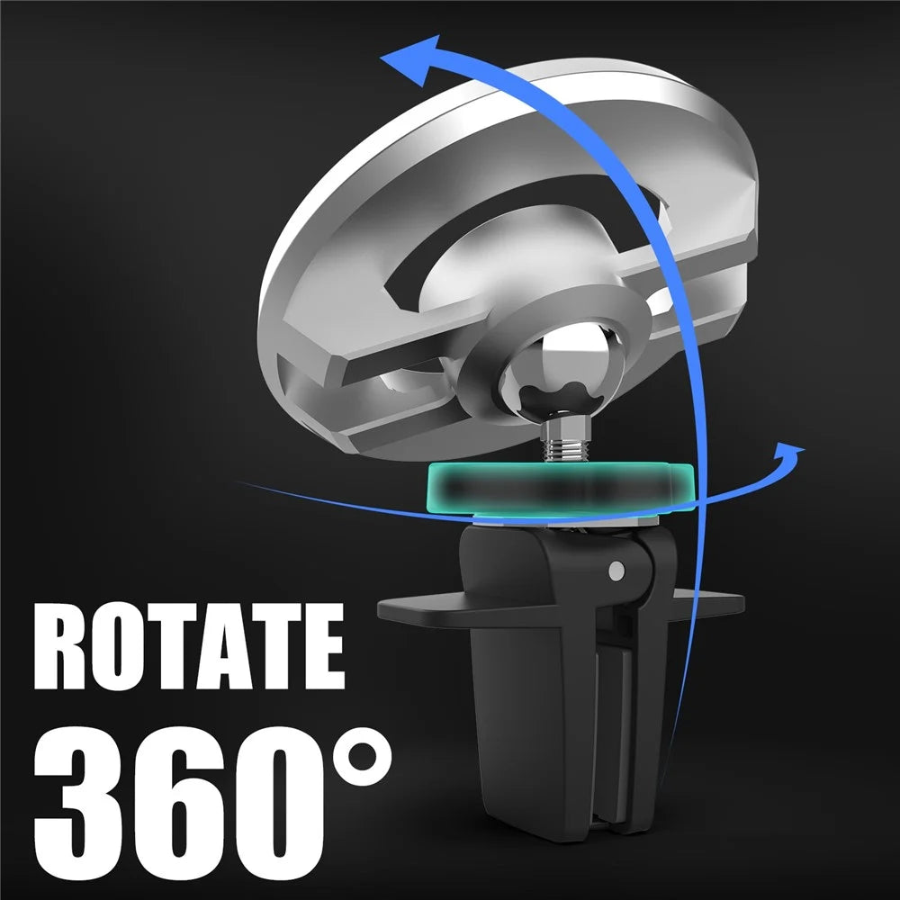 R-JUST ZC03 Wheel Hub Design Magnetic Car Phone Holder Air Vent Mount 360 Degree Rotation Cellphone Stand - Black - 7