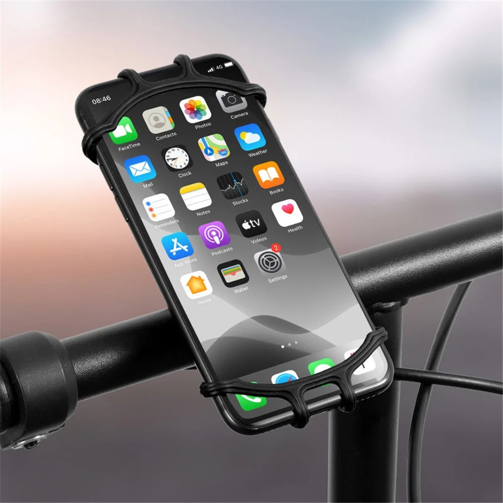 WEST BIKING Silicone Bicycle Phone Holder Motorcycle Mobile Phone Stand Mount for iPhone Samsung - Black - 1