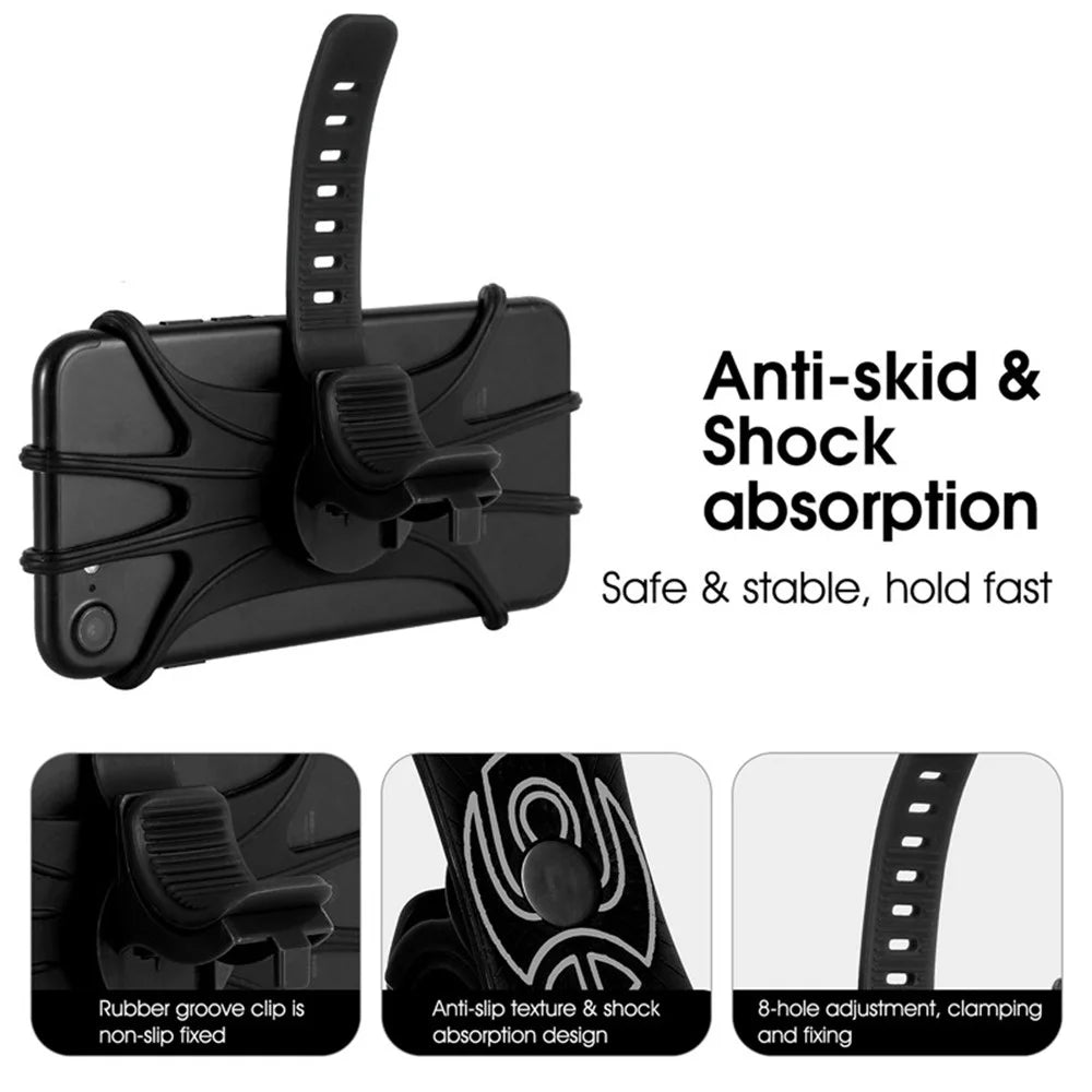 WEST BIKING Silicone Bicycle Phone Holder Motorcycle Mobile Phone Stand Mount for iPhone Samsung - Black - 4