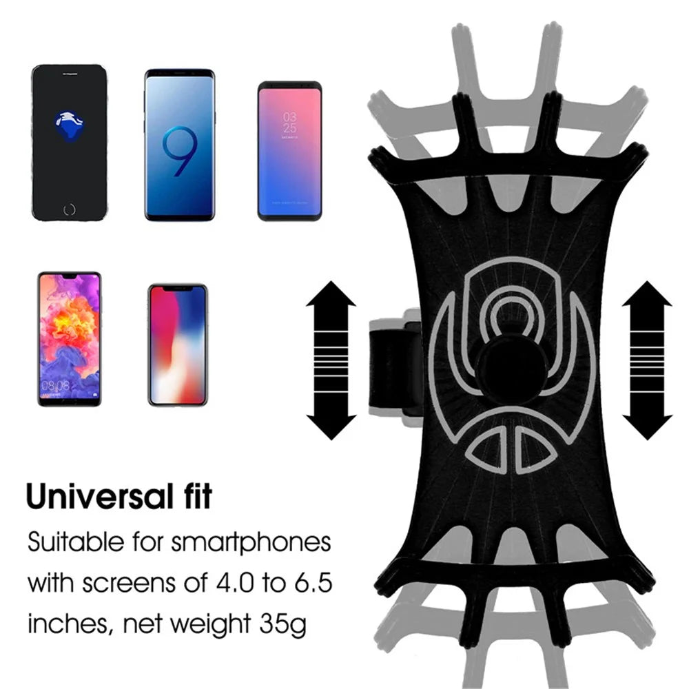 WEST BIKING Silicone Bicycle Phone Holder Motorcycle Mobile Phone Stand Mount for iPhone Samsung - Black - 5