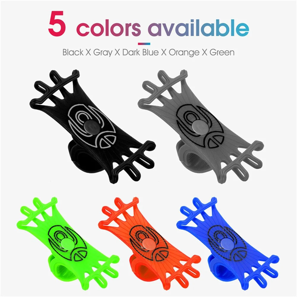 WEST BIKING Silicone Bicycle Phone Holder Motorcycle Mobile Phone Stand Mount for iPhone Samsung - Black - 6