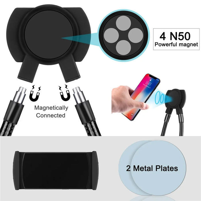 Magnetic Adjustable Gooseneck Lazy Mobile Phone Tablet Stand Universal Desktop Holder Bracket - 4