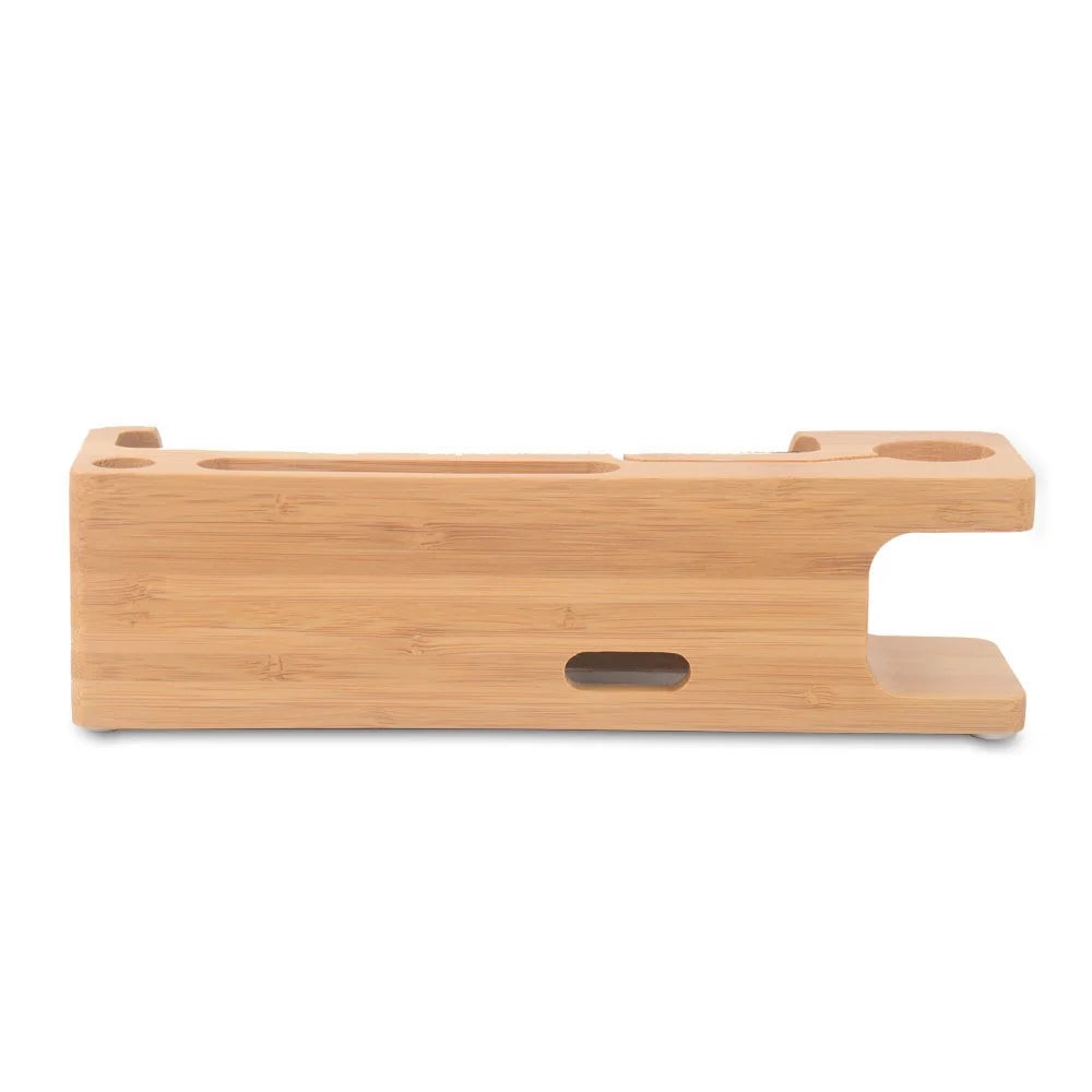 DCR-008 Desktop Station Bamboo Wood Charging Dock Holder for Apple Watch iPhone Samsung Huawei - 5