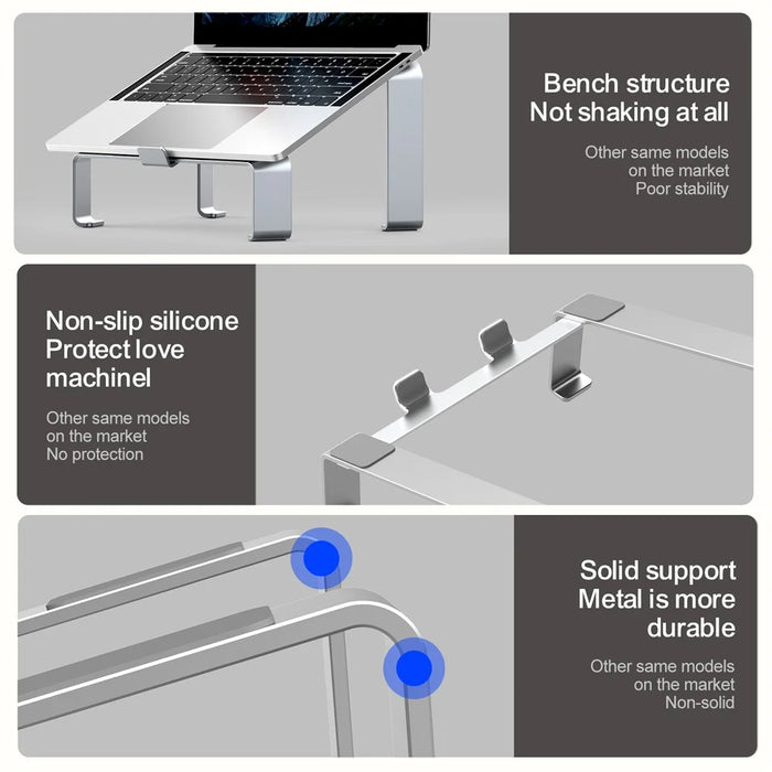 R-JUST Aluminum Alloy Notebook Bracket Raise Computer Desktop Laptop Heat Dissipation Anti-Skid Stand - 6