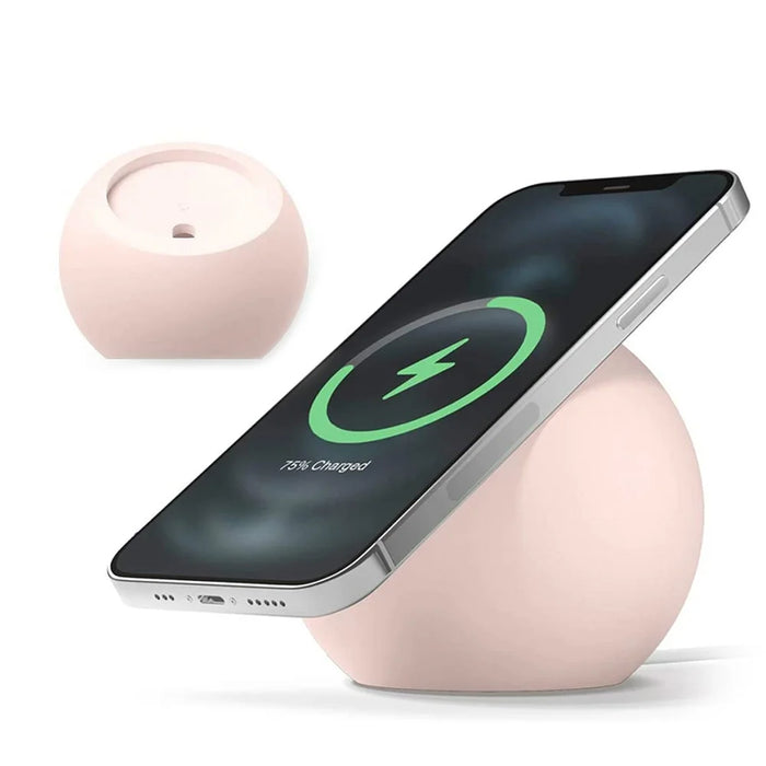Round Wireless Charger Mount Mobile Phone Fast Charging Stand Holder Base - Pink - 1