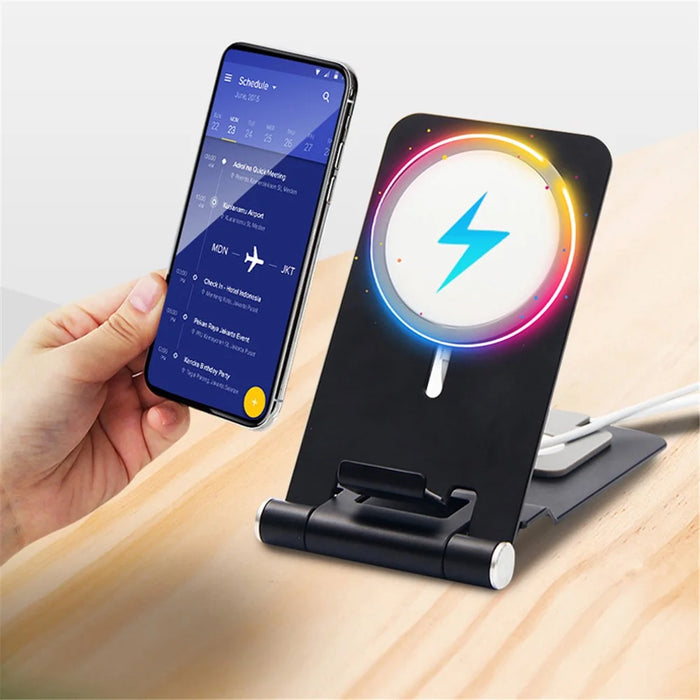 2-in-1 Wireless Charger Holder Phone Watch Charging Desktop Stand for Apple Watch iPhone Magsafe - Black - 3