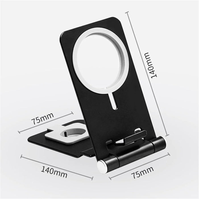 2-in-1 Wireless Charger Holder Phone Watch Charging Desktop Stand for Apple Watch iPhone Magsafe - Black - 7