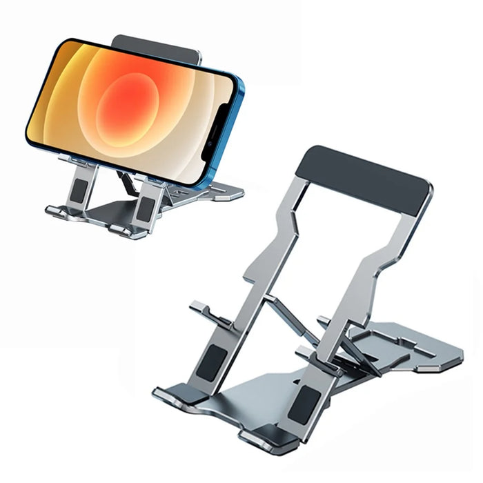 H12 Universal Foldable Mobile Phone Tablet Metal Bracket Desktop Holder Stand - Silver - 1