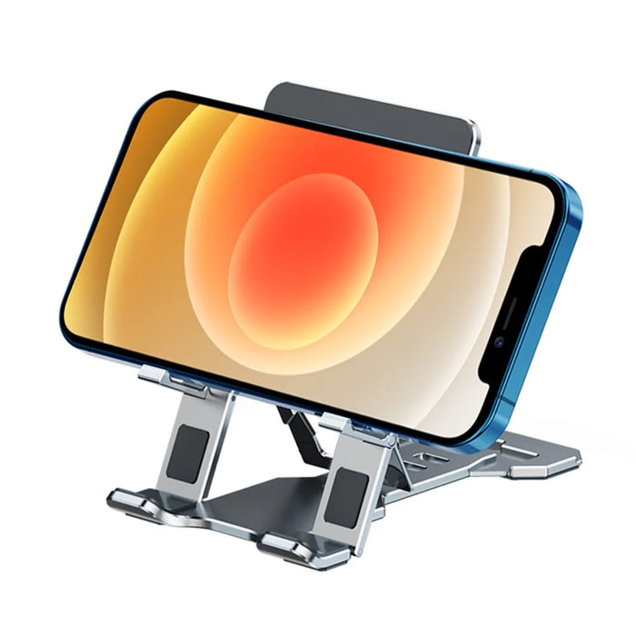 H12 Universal Foldable Mobile Phone Tablet Metal Bracket Desktop Holder Stand - Silver - 2