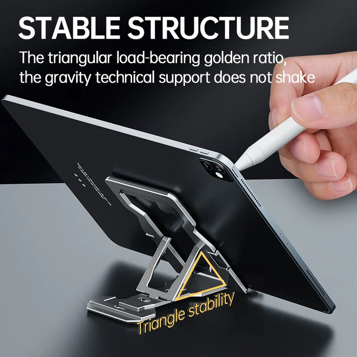 R-JUST HZ06 Multi-angle Adjustable Phone Holder Mount Universal Foldable Tablet Desk Desktop Stand Bracket for iPhone - Grey - 7