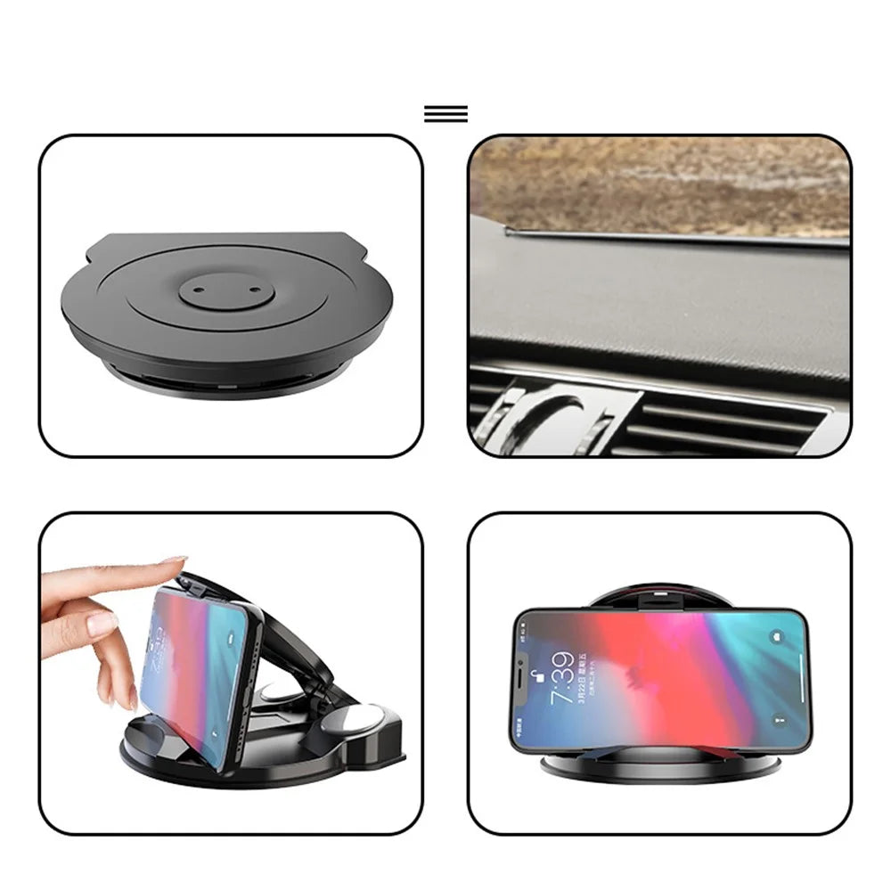 Carbon Fiber Car Phone Holder Dashboard Mobile Phone Clip Mount Bracket GPS Stand for 3.5-6.8 inch Phone - 7