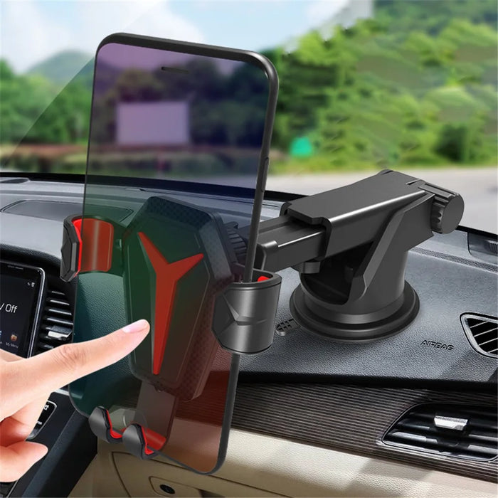 2 in 1 Suction Up Gravity Car Phone Holder Mobile Phone Support Stand Bracket for iPhone 12 11 X Max Xiaomi Samsung - Red - 3