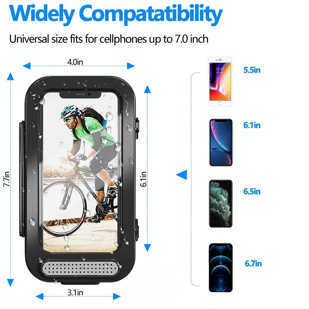 MTB Electric Bicycle Waterproof Touch Screen Phone Case Motorcycle Bike Handlebar Mount Mobile Phone Holder - 5
