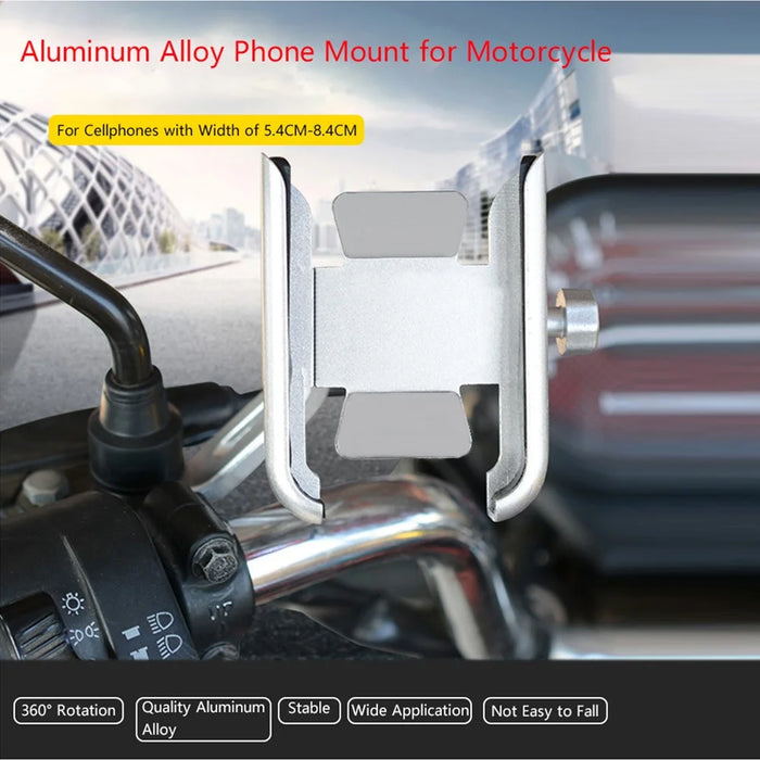 WUPP 360 Degree Aluminum Alloy Motorcycle Bike Rear Mirror Phone Holder GPS Stand Mount for 4-6.5 inch Phone - Black - 3