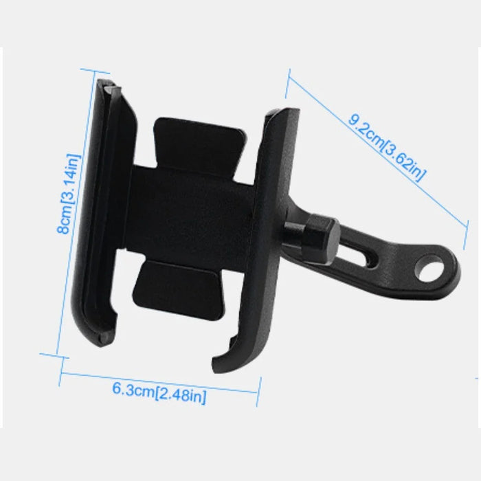 WUPP 360 Degree Aluminum Alloy Motorcycle Bike Rear Mirror Phone Holder GPS Stand Mount for 4-6.5 inch Phone - Black - 6