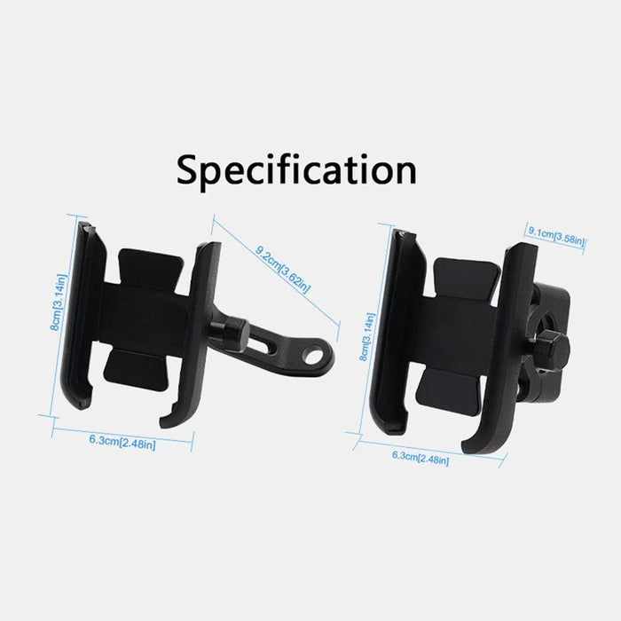 WUPP 360 Degree Aluminum Alloy Motorcycle Bike Rear Mirror Phone Holder GPS Stand Mount for 4-6.5 inch Phone - Black - 7