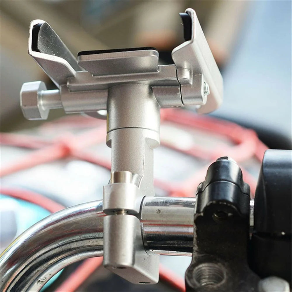 WUPP Universal Motorcycle Bike Aluminum Handle Bar Adjustable Mobile Phone Bracket GPS Stand Holder Mount - Silver - 4