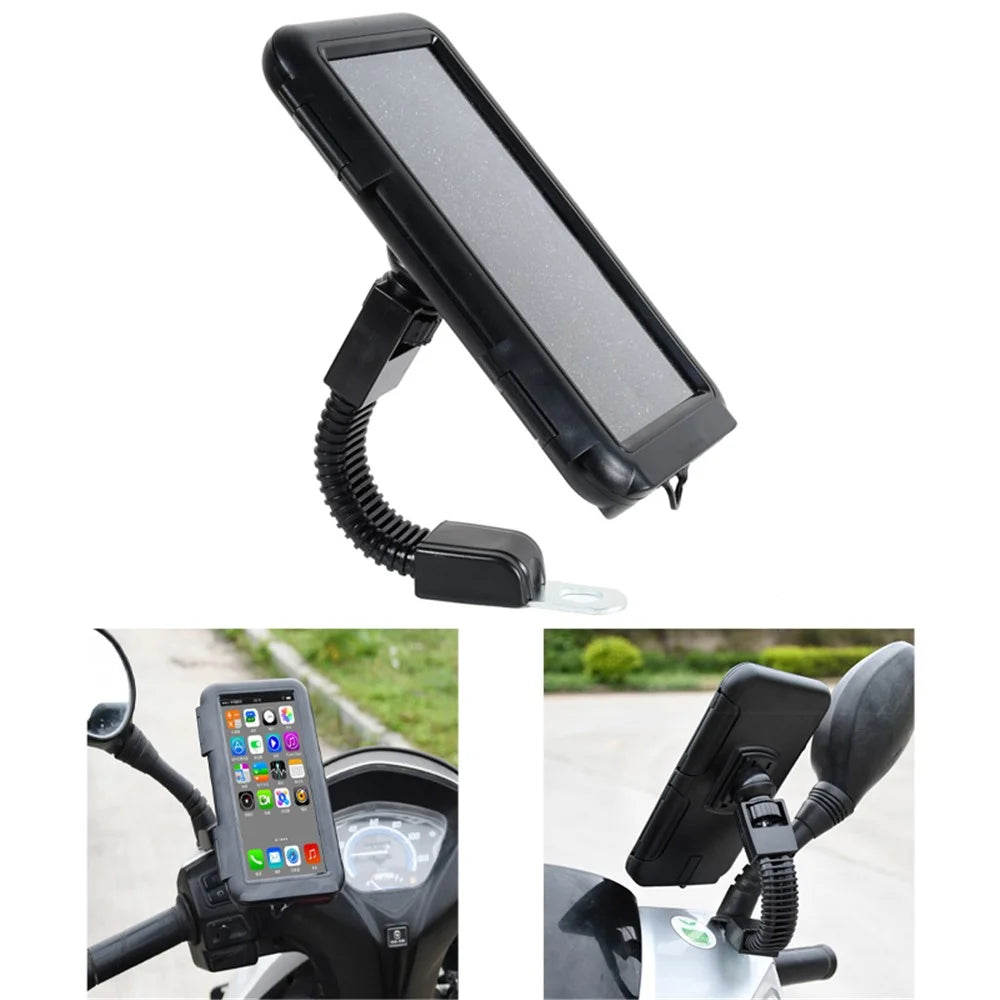 S2102 Motorcycle Phone Bag Bicycle Rear View Mirror Mount Holder Stand Waterproof Case Cover - 1