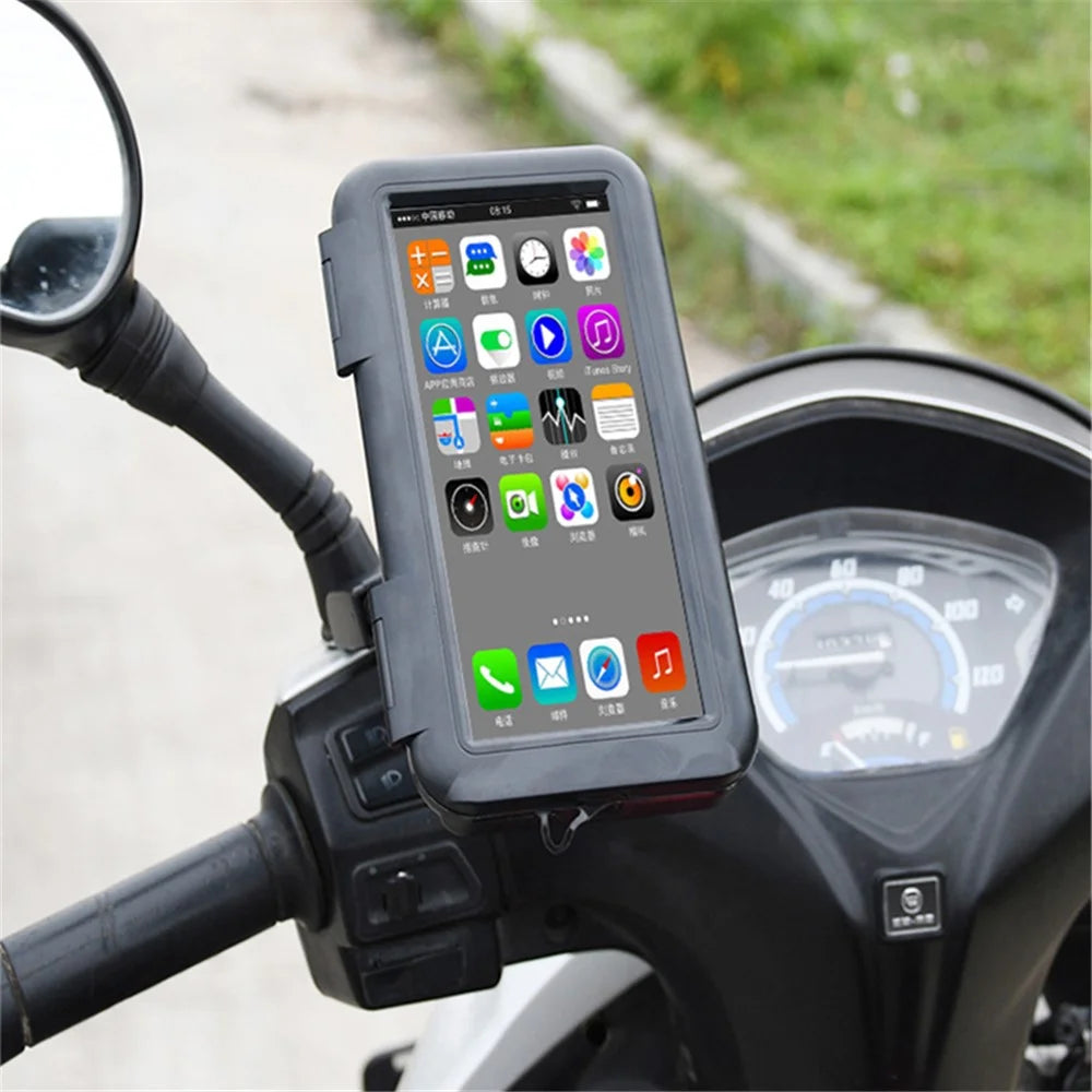 S2102 Motorcycle Phone Bag Bicycle Rear View Mirror Mount Holder Stand Waterproof Case Cover - 2