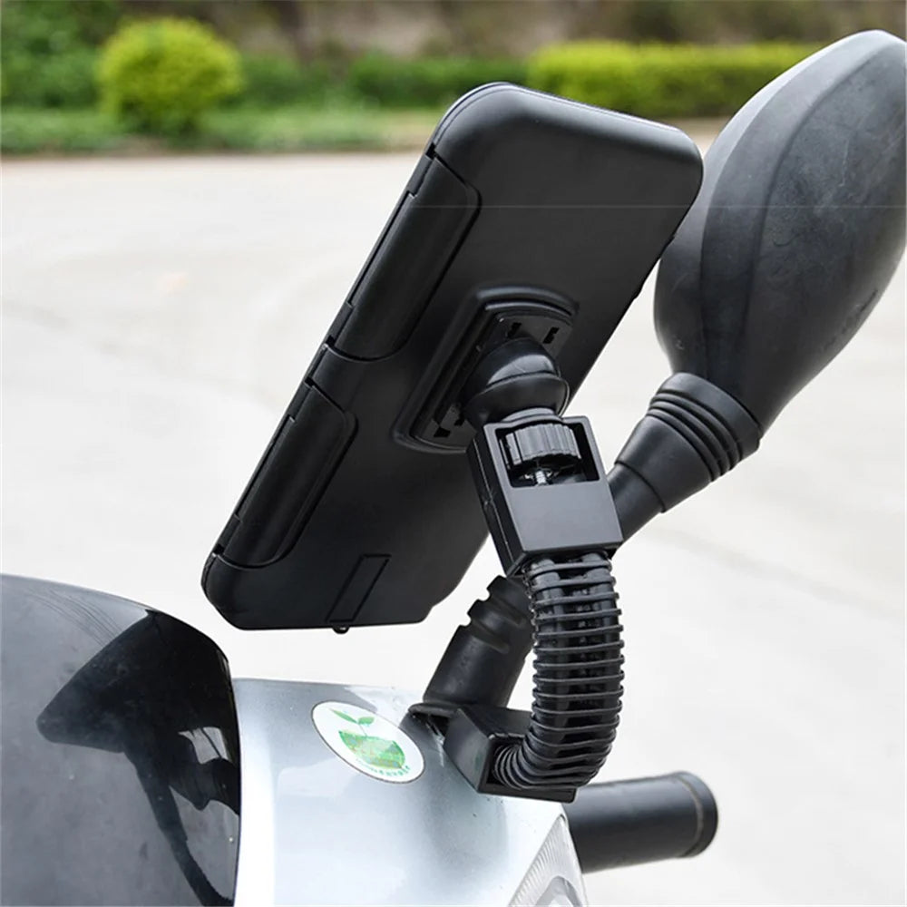 S2102 Motorcycle Phone Bag Bicycle Rear View Mirror Mount Holder Stand Waterproof Case Cover - 4