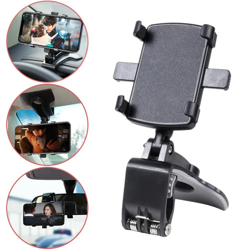 YB20-3 Car Mobile Phone Holder 360 Degree Stand Dashboard Rear View Mirror Sunshade Baffle GPS Mount - 1