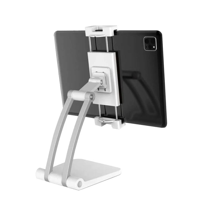 Q010 Desktop Folding Phone Mount Stand Bracket 360 Degree Rotation Adjustable Angle Table Tablet Holder - White - 1