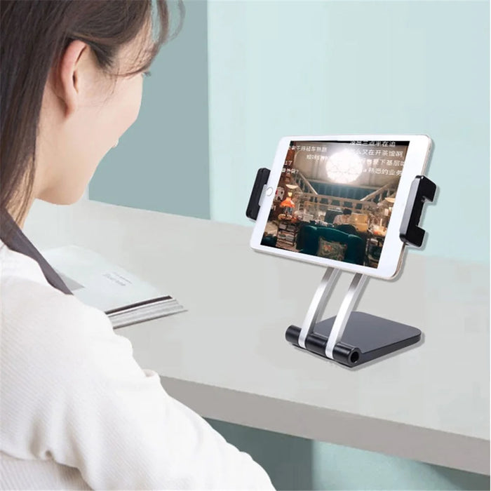 Q010 Desktop Folding Phone Mount Stand Bracket 360 Degree Rotation Adjustable Angle Table Tablet Holder - White - 2