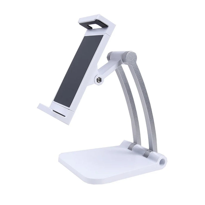 Q010 Desktop Folding Phone Mount Stand Bracket 360 Degree Rotation Adjustable Angle Table Tablet Holder - White - 5