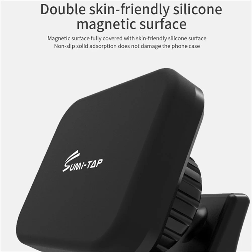 SUMI-TAP Square Arc Base Universal Car Phone Holder 360 Degree Rotatable Magnetic Mobile Phone Stand Mount - Black - 3