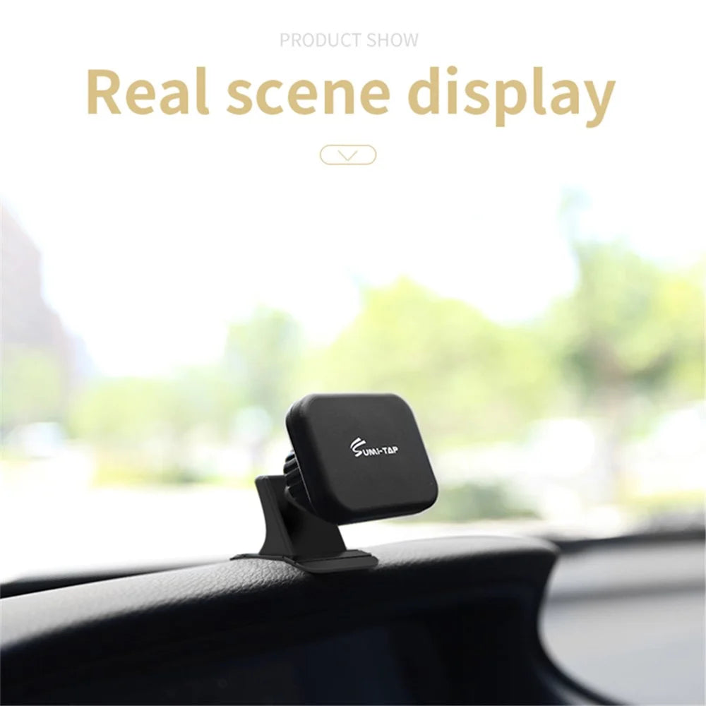 SUMI-TAP Square Arc Base Universal Car Phone Holder 360 Degree Rotatable Magnetic Mobile Phone Stand Mount - Black - 6