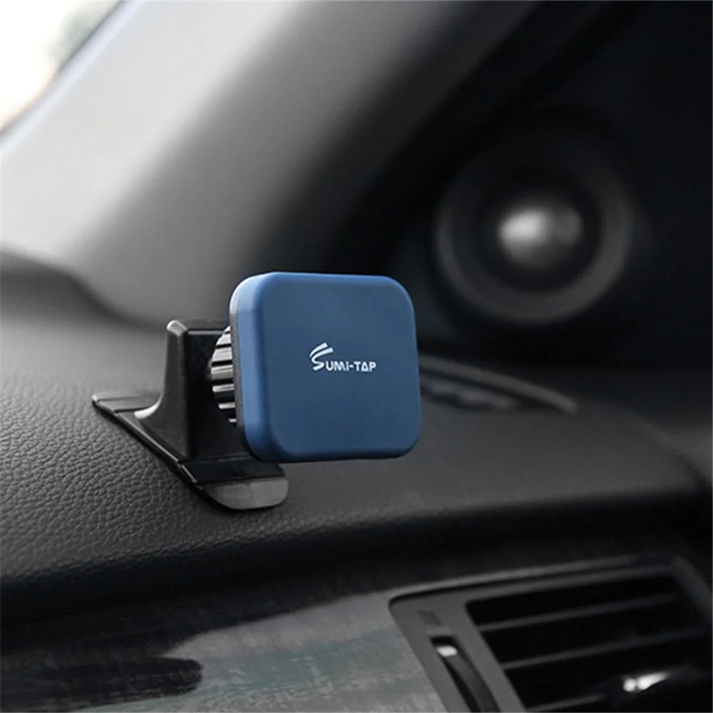 SUMI-TAP Square Arc Base Universal Car Phone Holder 360 Degree Rotatable Magnetic Mobile Phone Stand Mount - Black - 7