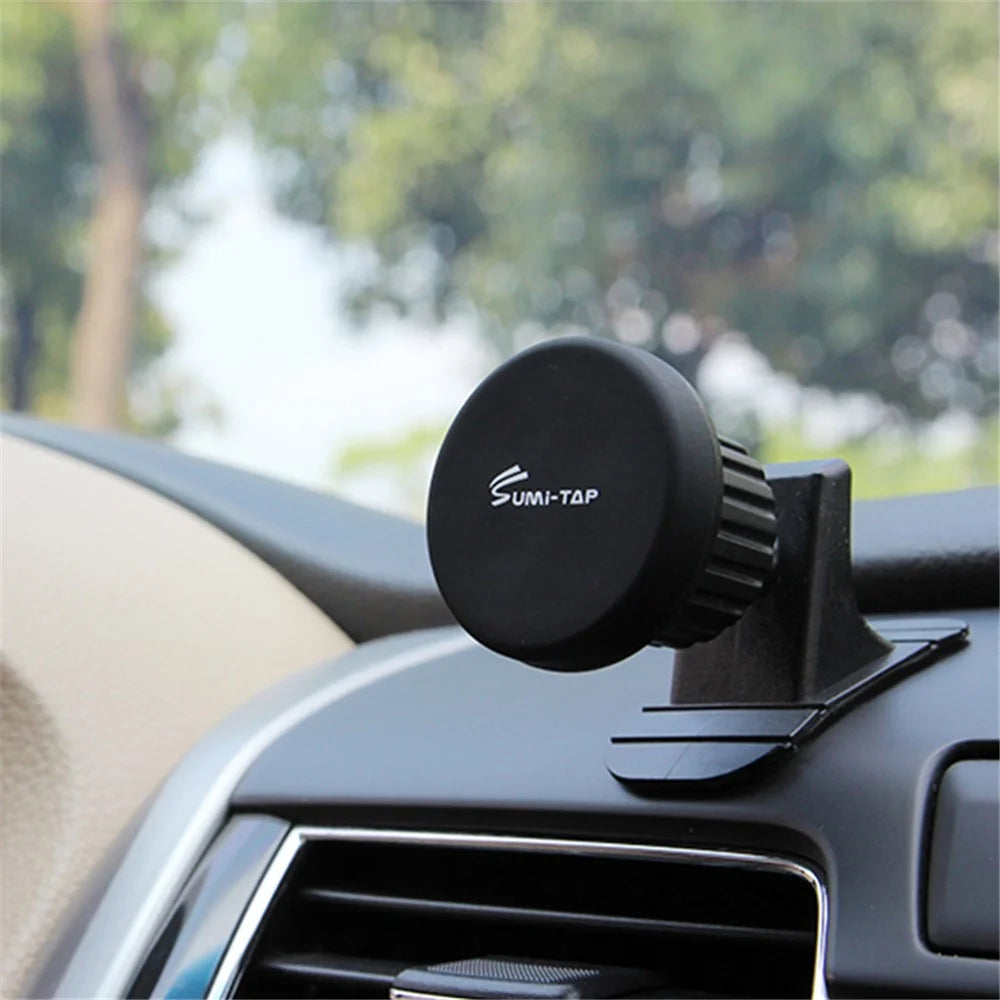 SUMI-TAP Round Arc Base Magnetic Car Mobile Phone Holder Mount Stand GPS Support Bracket - Black - 6
