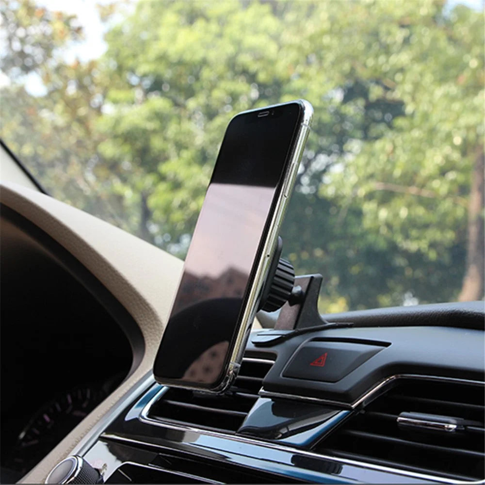 SUMI-TAP Round Arc Base Magnetic Car Mobile Phone Holder Mount Stand GPS Support Bracket - Black - 7