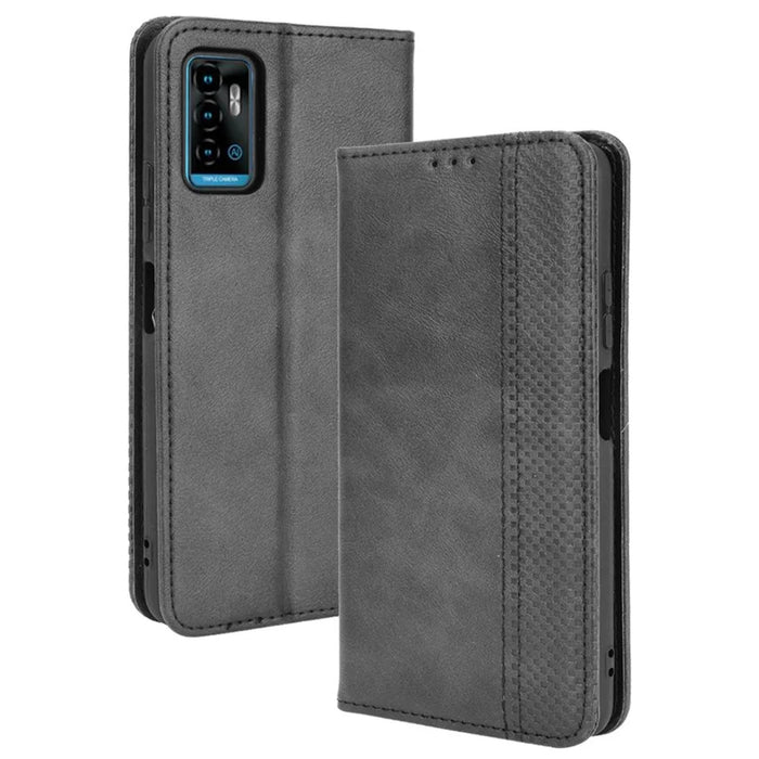 Retro Style PU Leather Flip Magnetic Stand Flip Protective Cover for ZTE Blade A71 - Black - 1