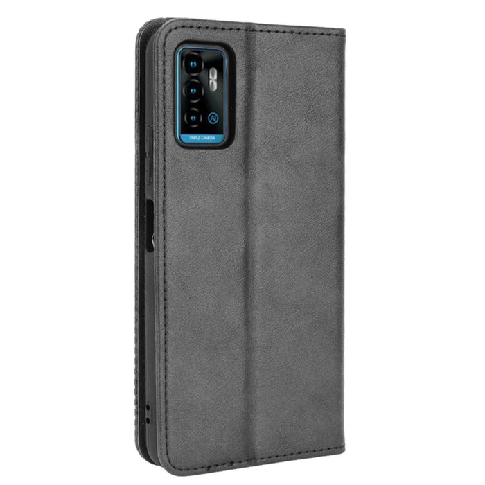 Retro Style PU Leather Flip Magnetic Stand Flip Protective Cover for ZTE Blade A71 - Black - 3