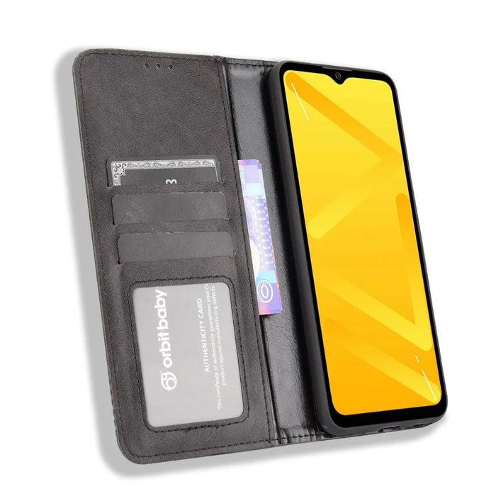 Retro Style PU Leather Flip Magnetic Stand Flip Protective Cover for ZTE Blade A71 - Black - 5