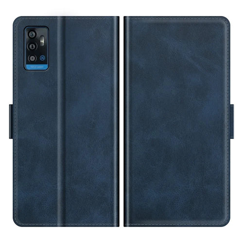 Premium PU Leather Wallet Flip Folio Stand Shockproof Protective Case with Magnetic Closure for ZTE A71 - Blue - 1