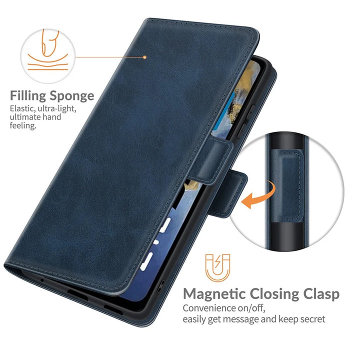 Premium PU Leather Wallet Flip Folio Stand Shockproof Protective Case with Magnetic Closure for ZTE A71 - Blue - 3