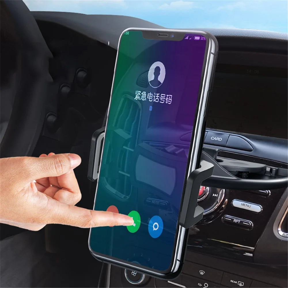 ZY-CD02 Car Mobile Phone Holder CD Slot Mount 360° Rotation Stretchable Clip Bracket - Black - 4