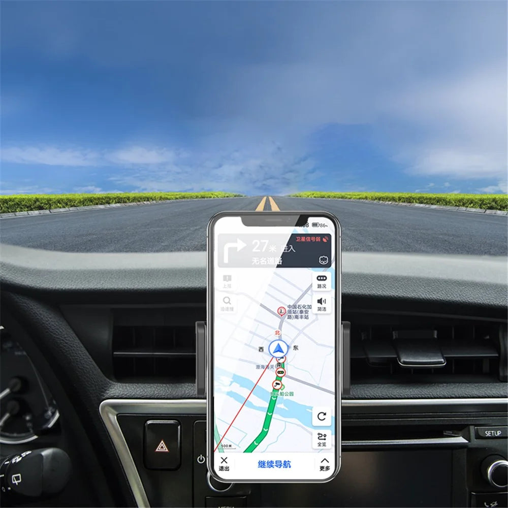 ZY-FK05 360° Rotation Car Air Vent Mount Stretchable Clip Bracket for 4-6.9inch Mobile Phones - Black - 4