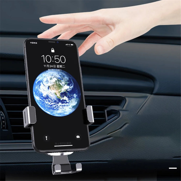 YC08 360 Degree Rotation Gravity Clamp Cellphone Clip Stand Car Air Vent Mount Phone Holder - Black - 3