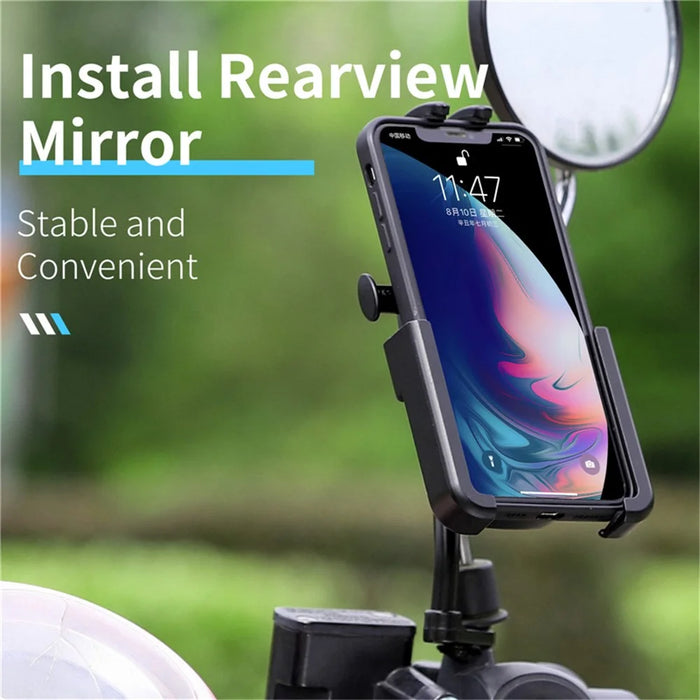 WEST BIKING MTB Bicycle Mobile Phone Holder Bike Rearview Mirror Mount Phone Stand Bracket - 4