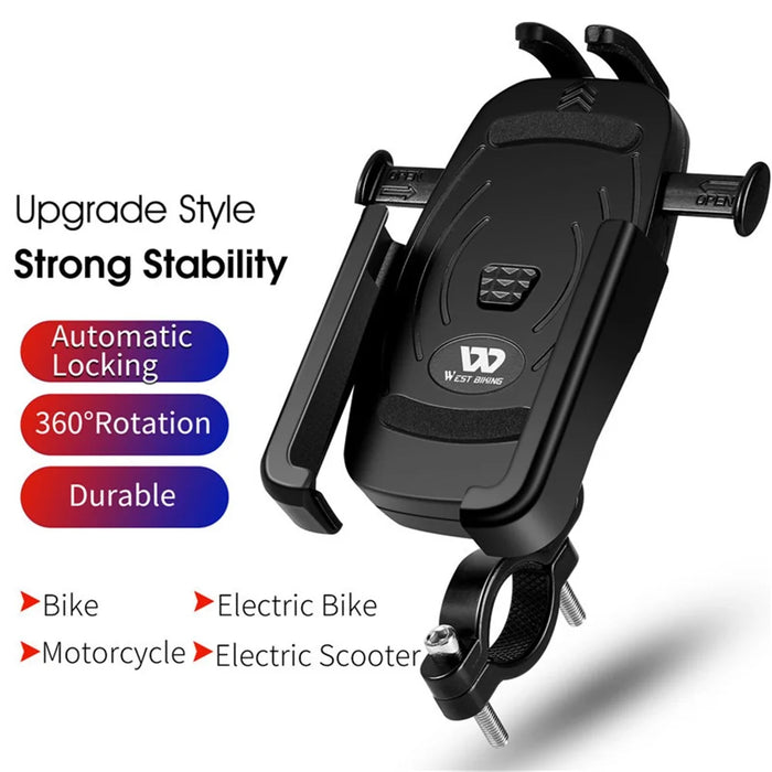 WEST BIKING MTB Bicycle Cycling Mobile Phone Holder Bike Handlebar Phone Stand Bracket for 4.5-6.8 inch Phone - 2