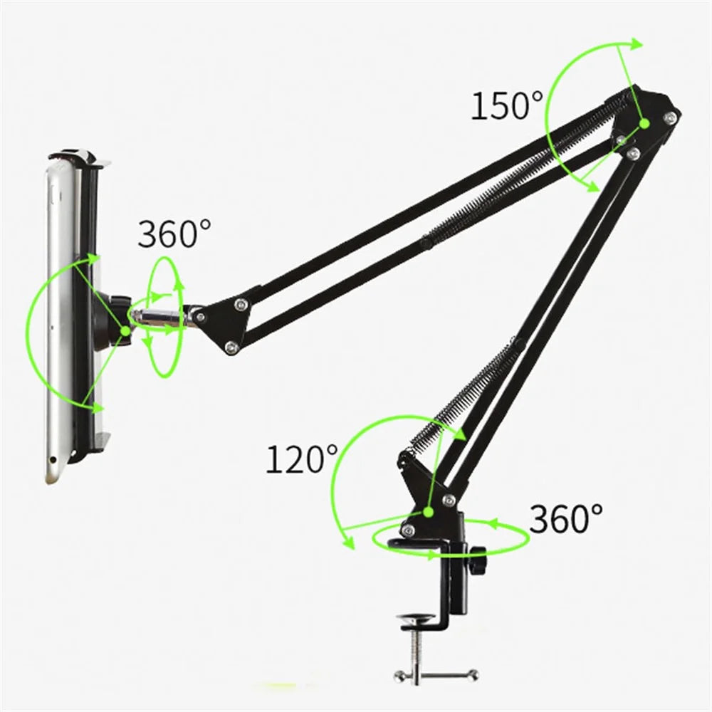 360 Degree Long Arm 3.5-10.6 inch Mobile Phone Tablet Holder Stand Bed Desktop Lazy Bracket - 7