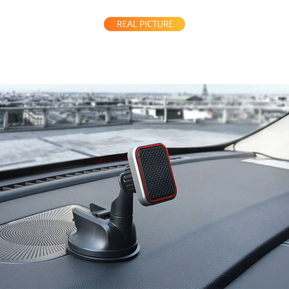 360 Degrees Rotary Magnetic Car Dashboard Windshield Phone Holder Suction Cup Bracket for iPhone Samsung GPS - Grey - 3