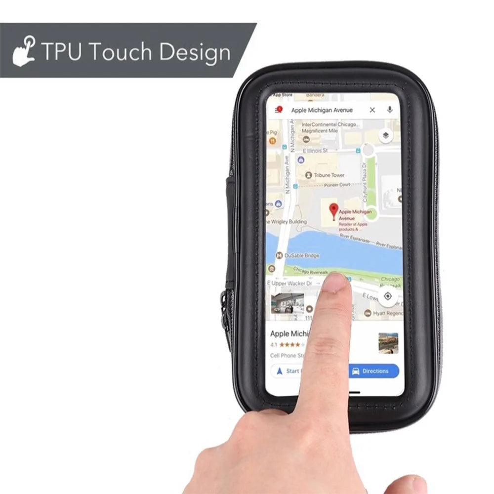 5.5 inch Bike Handlebar Waterproof EVA Touch Screen Phone Bag Cycling Bicycle Cell Phone Holder (Size: L) - 3