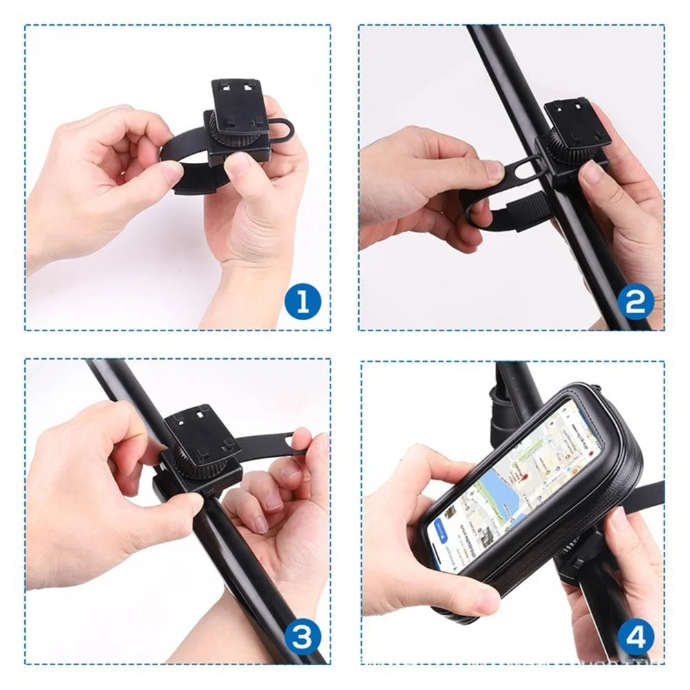 5.5 inch Bike Handlebar Waterproof EVA Touch Screen Phone Bag Cycling Bicycle Cell Phone Holder (Size: L) - 5