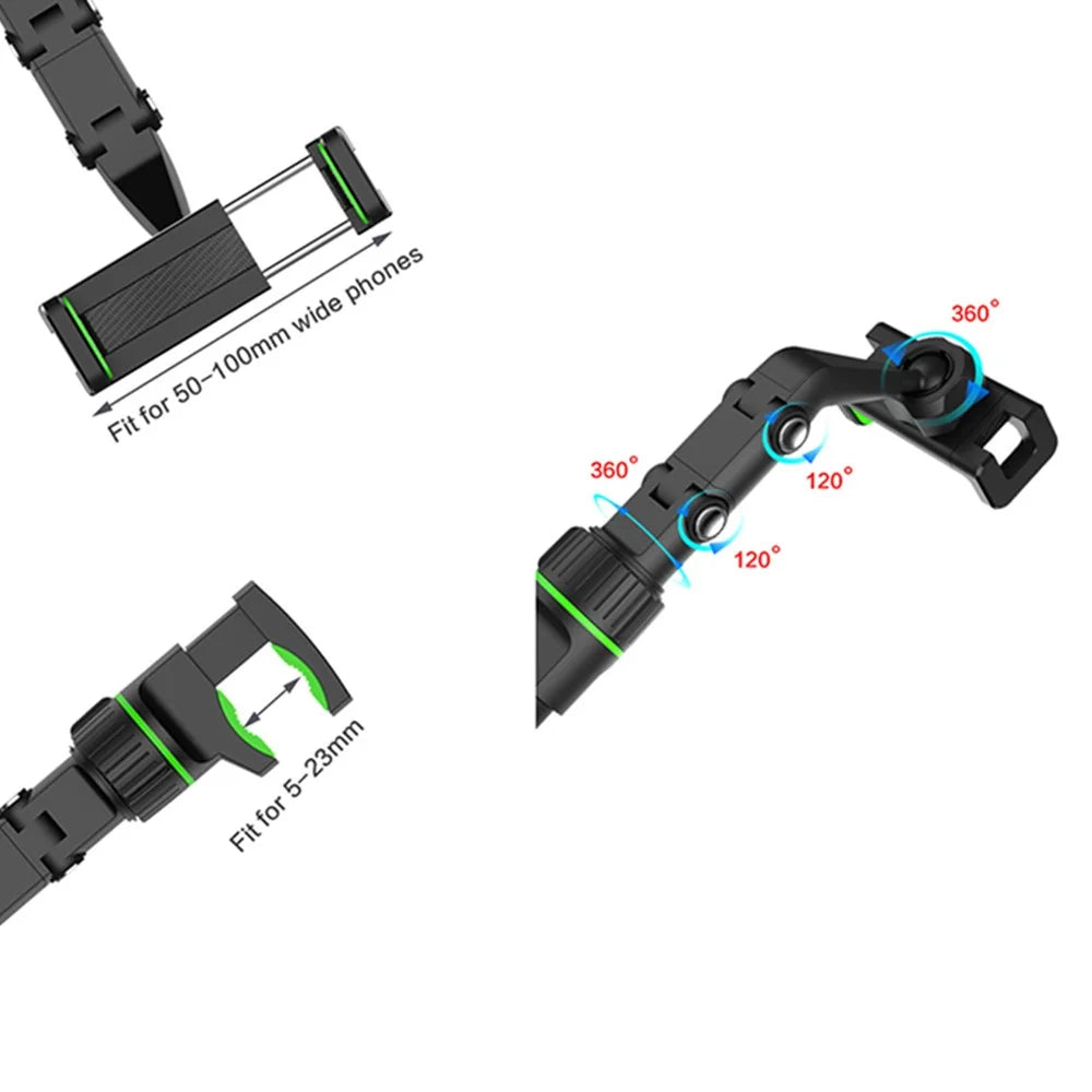 Multifunction Car Rearview Mirror Seat Back Mount Phone Holder Bracket Video Recording Stand Tool - 7