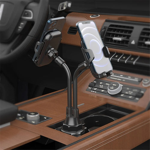 Universal Adjustable Soft Tube Rotatable Car Cup Holder 4.7-6.5 inch Dual Head Phone Mount Stand - 1