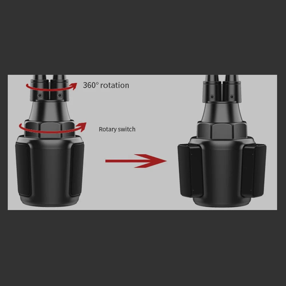 Universal Adjustable Soft Tube Rotatable Car Cup Holder 4.7-6.5 inch Dual Head Phone Mount Stand - 7